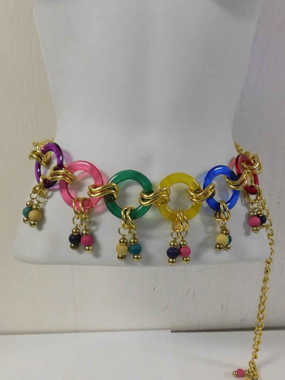 Vintage Ladies Colorful Chain & Beaded Belt